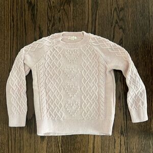 EUC! J.crew Girls Pink Cable Knit Heart Sweater